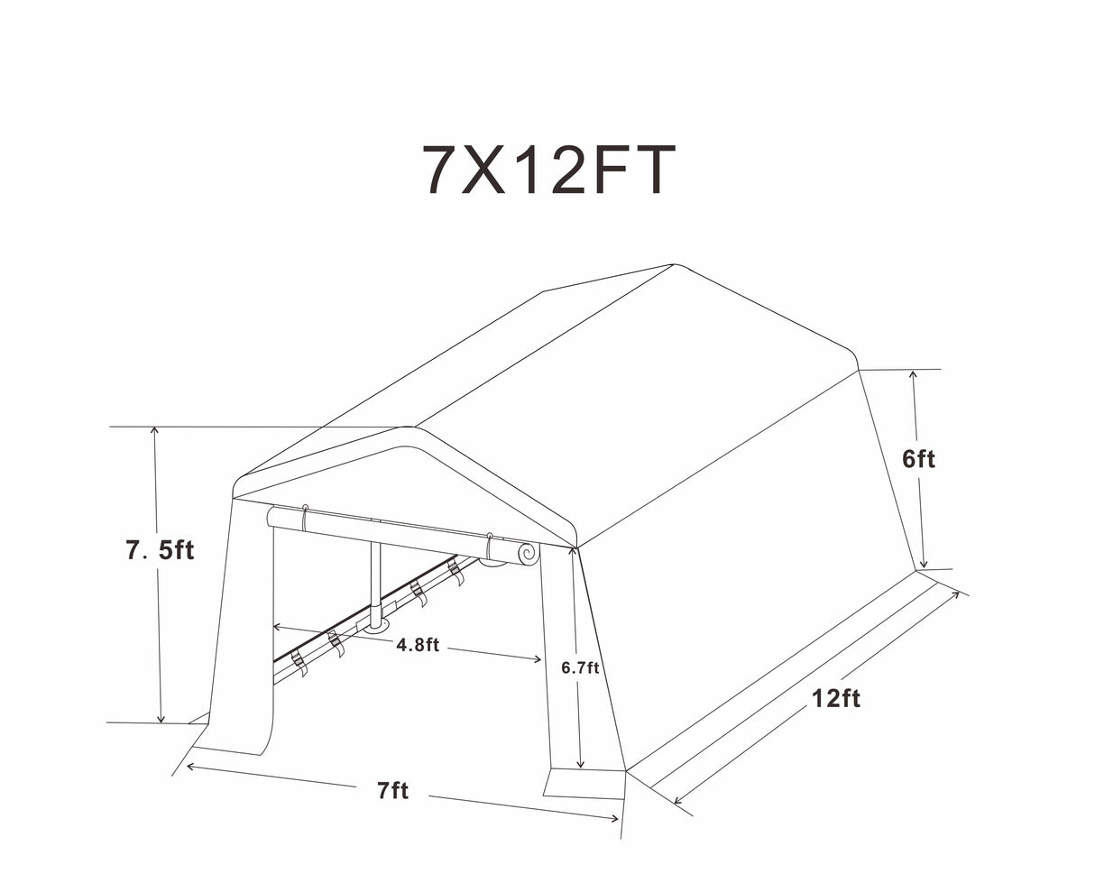 7x12 ft Outdoor Gazebo Portable Storage Shelter Shed with 2 Roll up Zipper Doors & Vents Carport - Julia M LifeStyles