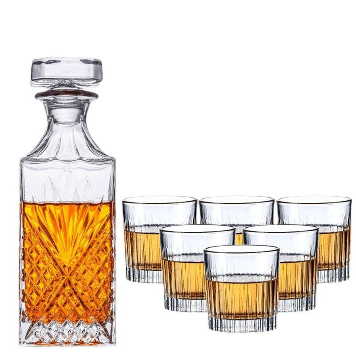 Whiskey Glass & Decanter Set | 7-Piece Barware Set
