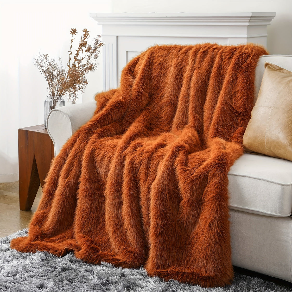Luxury Black Faux Fur Throw Blanket for Couch, Chair, and Bed Julia M LifeStyles