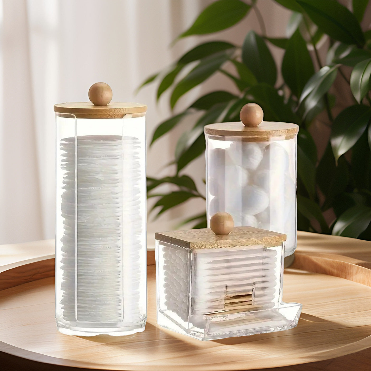 Luxury Cotton Pad & Floss Organizer Set with Elegant Stackable Lids