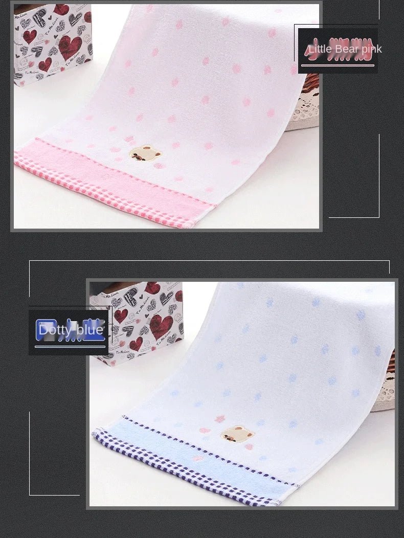 Cute Cartoon Bear Jacquard Cotton Face Towels - 2pcs Set - Julia M LifeStyles