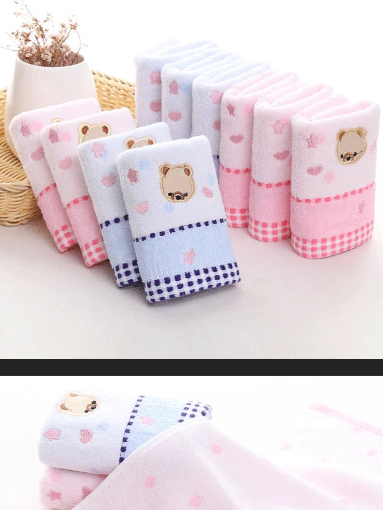 Cute Cartoon Bear Jacquard Cotton Face Towels - 2pcs Set - Julia M LifeStyles