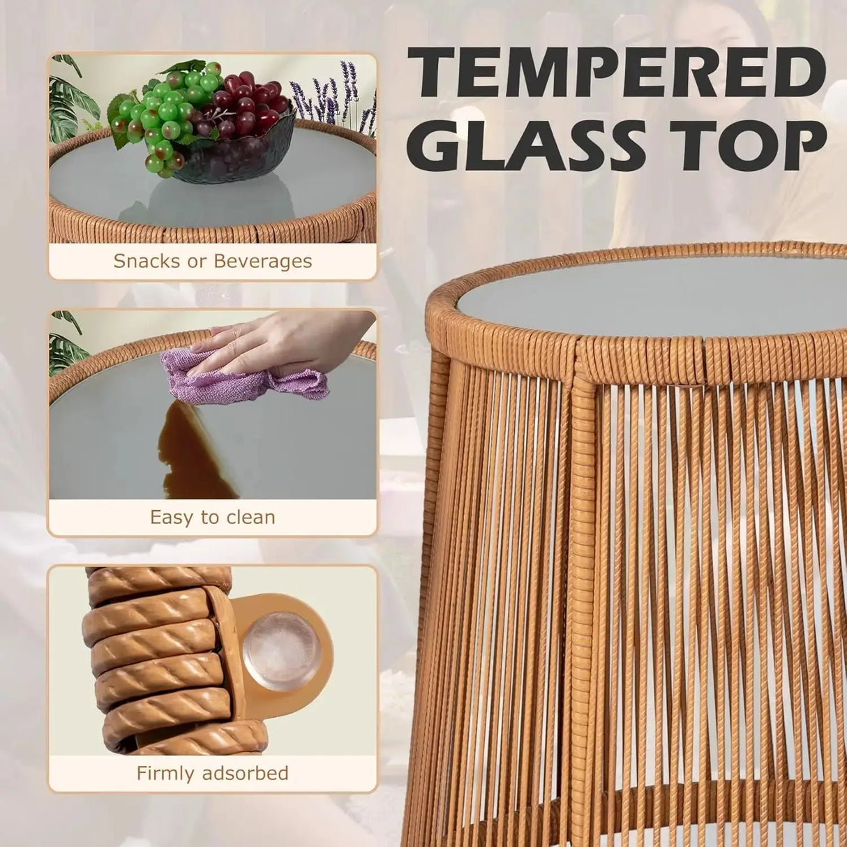 3 Piece Outdoor Wicker Furniture Bistro Set, Rattan Chairs Conversation Sets Porch Furniture - Julia M LifeStyles