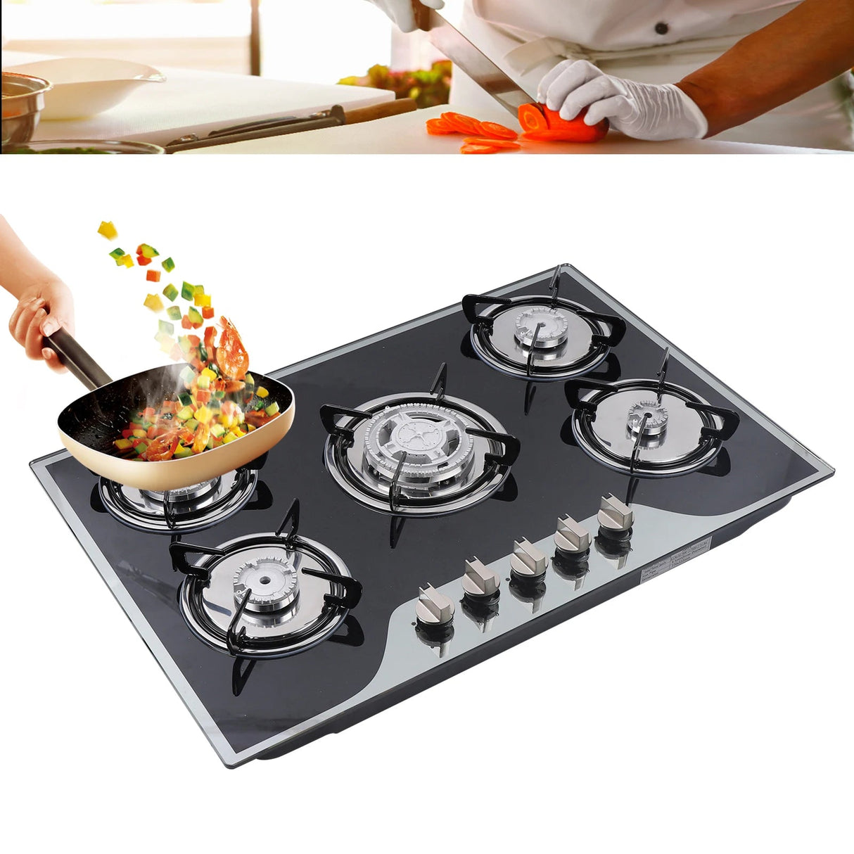 30.3" LPG/NG Gas COOKTOP Built-in 5Burner Stove Hob Cooktop Tempered Glass - Julia M LifeStyles