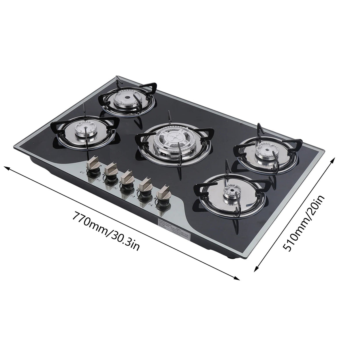 30.3" LPG/NG Gas COOKTOP Built-in 5Burner Stove Hob Cooktop Tempered Glass - Julia M LifeStyles