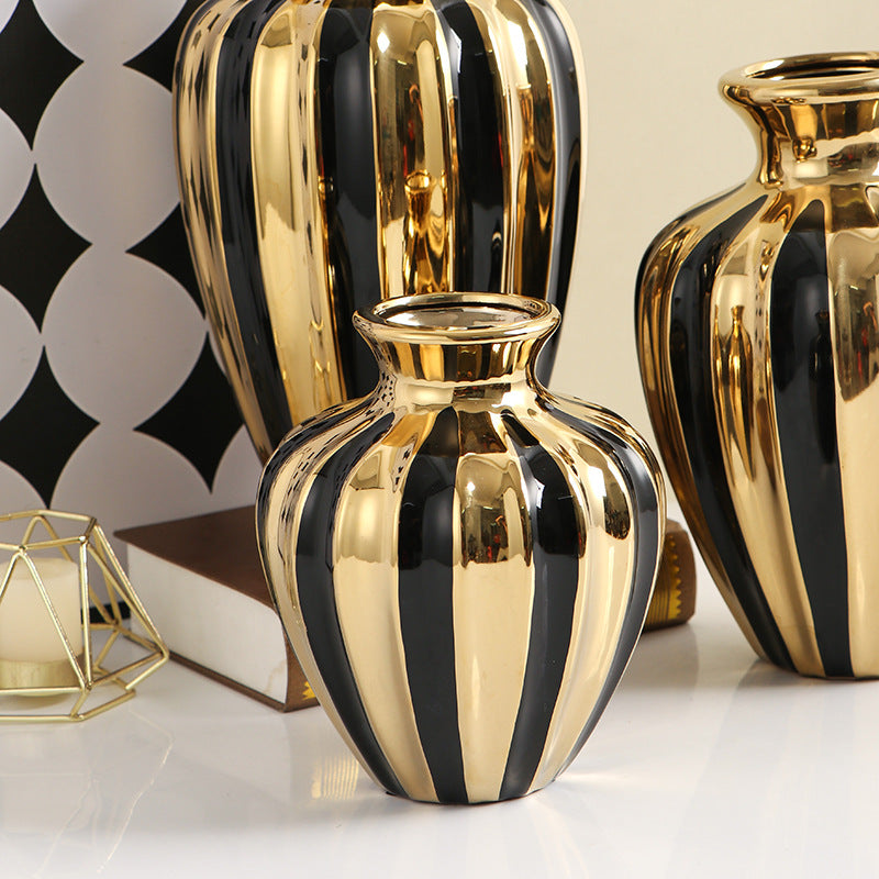 Light luxury ceramic jars creative living room vases flower arrangements ceramic jars dining table decorations handicrafts Julia M Home & Kitchen