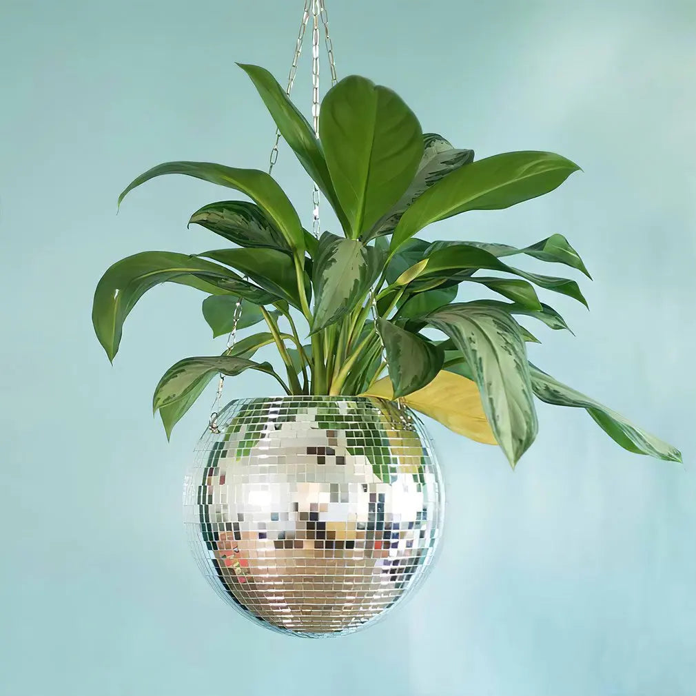 Disco Ball Hanging Flower Pot For Indoor Plants Bohemian Style Flower Planter Pots Rope Mirror Hanging Basket Garden Decor eprolo