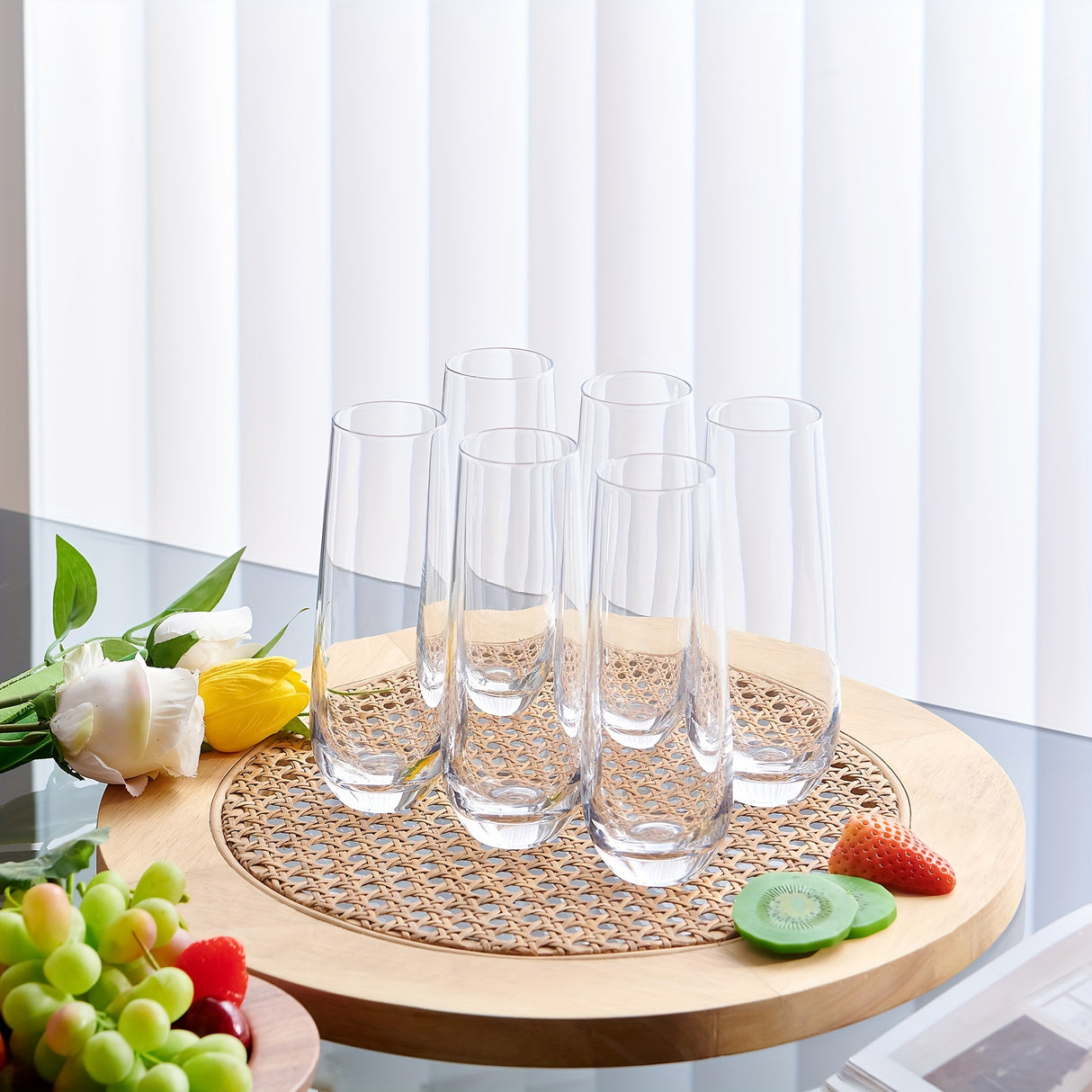 Water Glasses Set Of 6 Juice Drinking Highball Glass Glassware Kitchen Tumbler Glass Beer Base For Wine Cocktails Beverage - Julia M LifeStyles