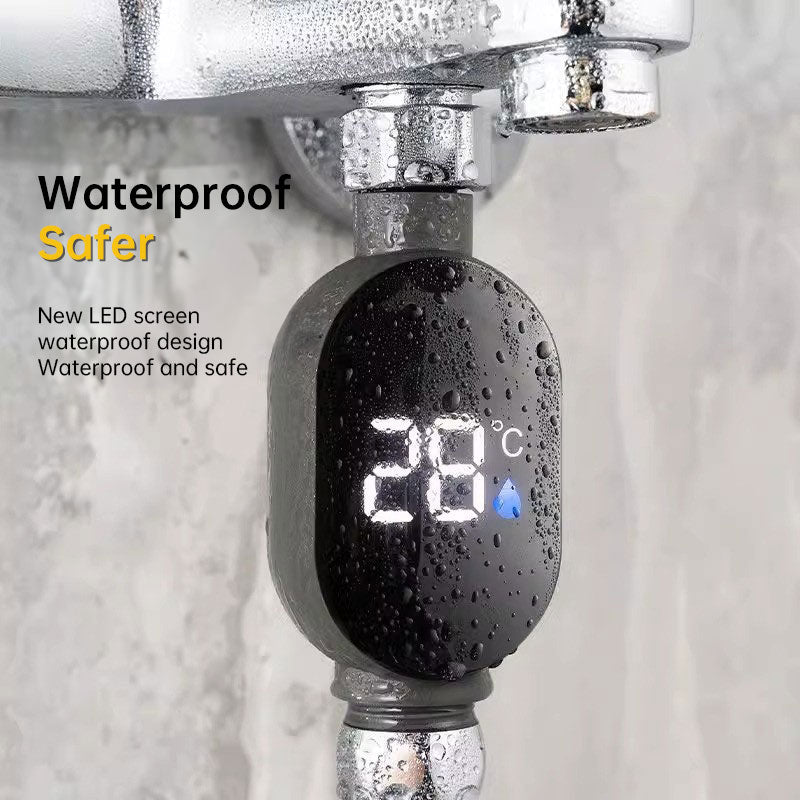 Black LED bathroom shower thermometer (0℃~99℃): accurate temp measurement, smart counter. Julia M Home & Kitchen
