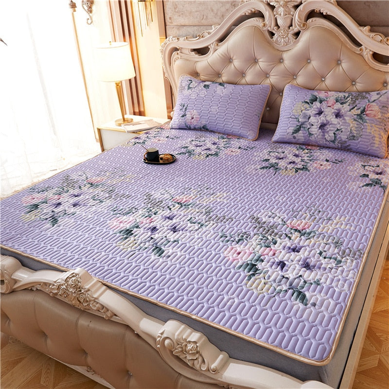 Summer Bed Sheet Ice Silk Mat Soft and Comfortable Latex Mattress Bedding Three-piece Breathable Mat for Comfortable Sleep - Julia M LifeStyles