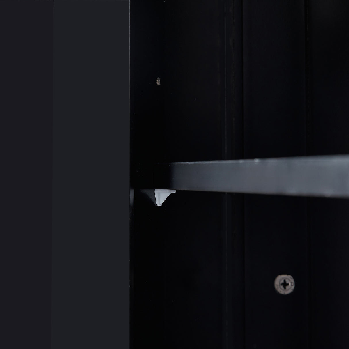 Black Bathroom Cabinet Triangle Corner Storage Cabinet with Adjustable Shelf Modern Style MDF Board - Julia M LifeStyles