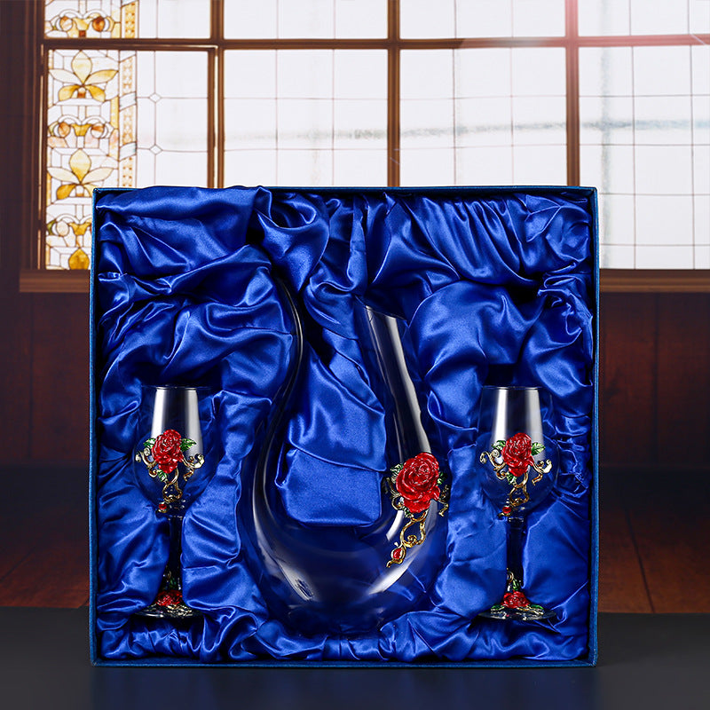 Household enamel crystal glass red wine glass goblet decanter Julia M Home & Kitchen