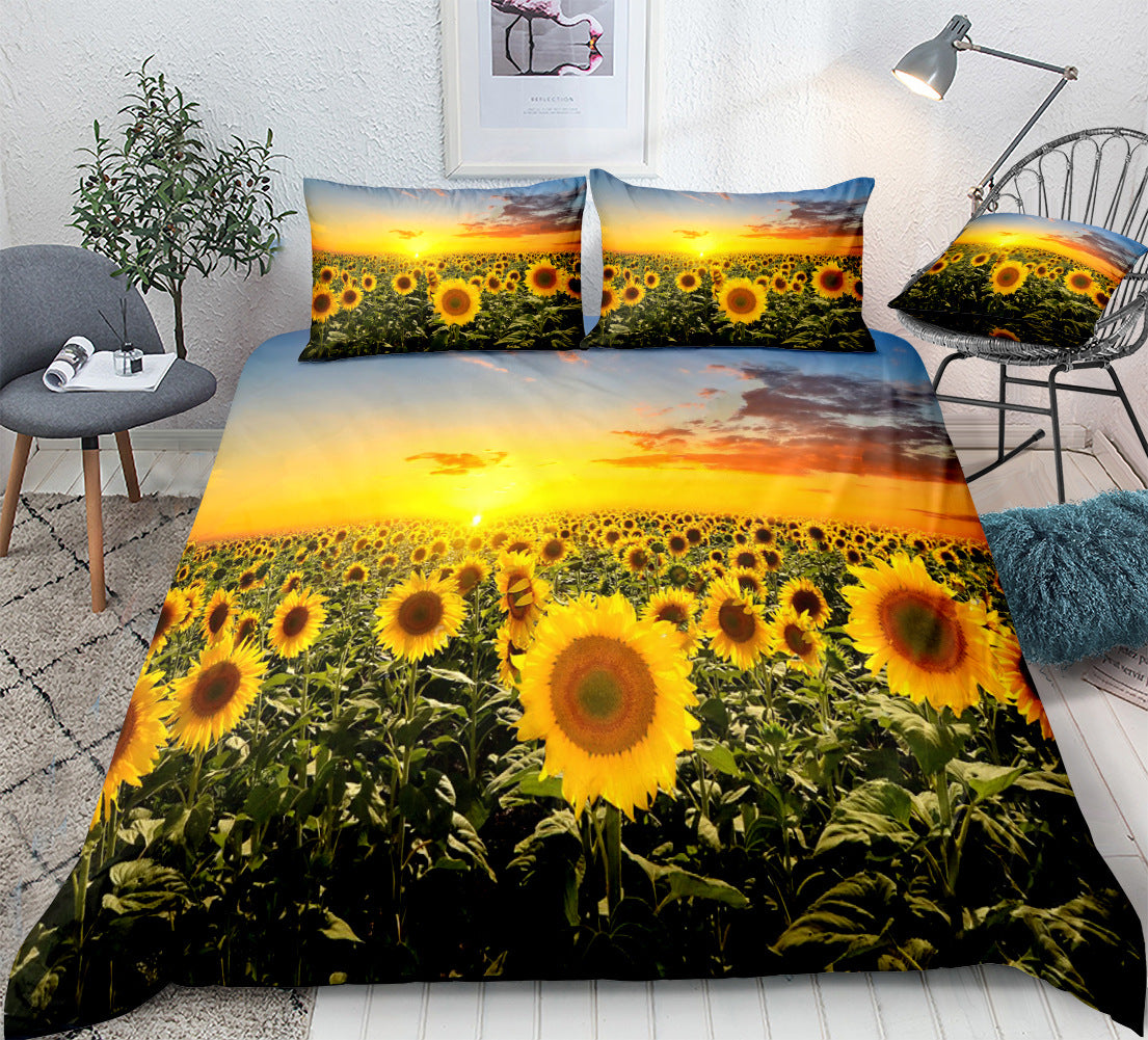 Flower home textile room bedroom bedding sunflower three or four pieces - Julia M LifeStyles