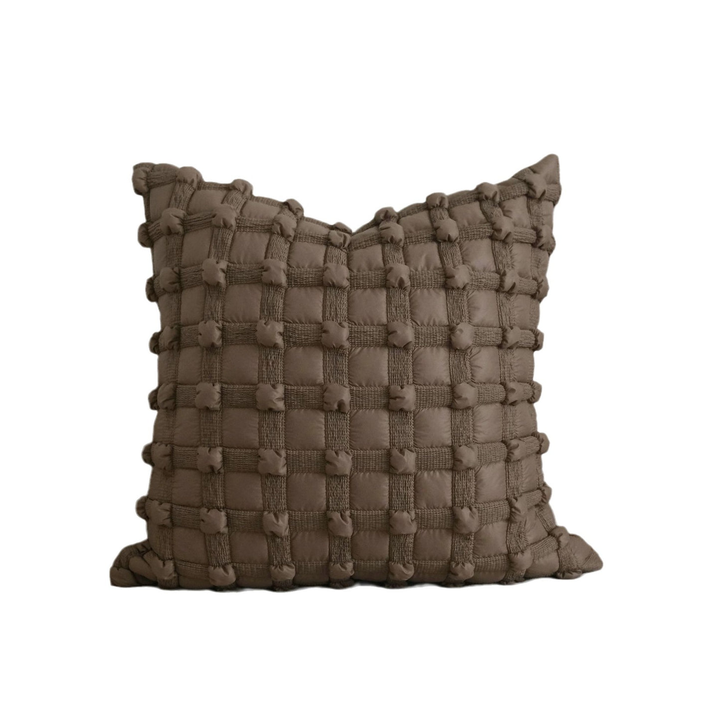 Light-luxury Brown-toned Piping Cushion Patchwork Lumbar Pillowcase