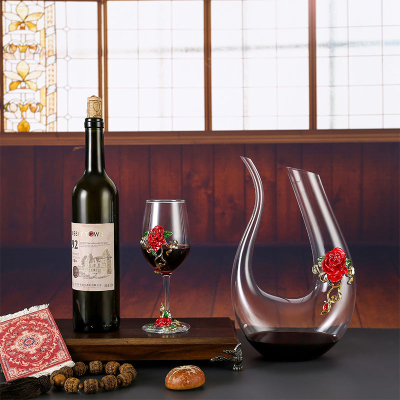 Household enamel crystal glass red wine glass goblet decanter Julia M Home & Kitchen