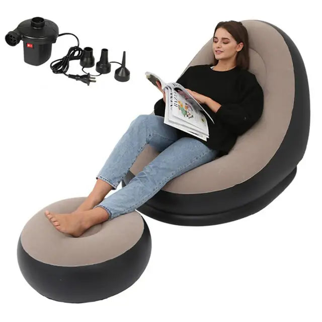 Inflatable Air Mattress Lazy Sofa Deck Chair Comfortable Leg Stool Rest Single Beanbag for home and Outdoor Use - Julia M LifeStyles
