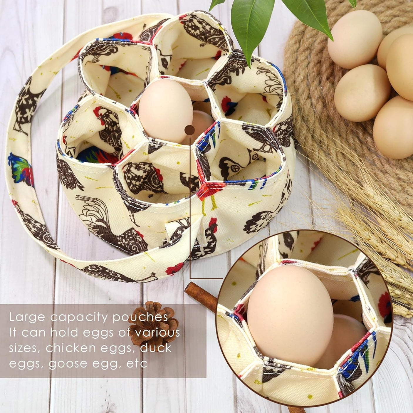 Egg Collection Basket Egg Collection Basket 7 Bags Chicken Mother Chicken Duck Goose Egg Housewife Farm Garden - Julia M LifeStyles