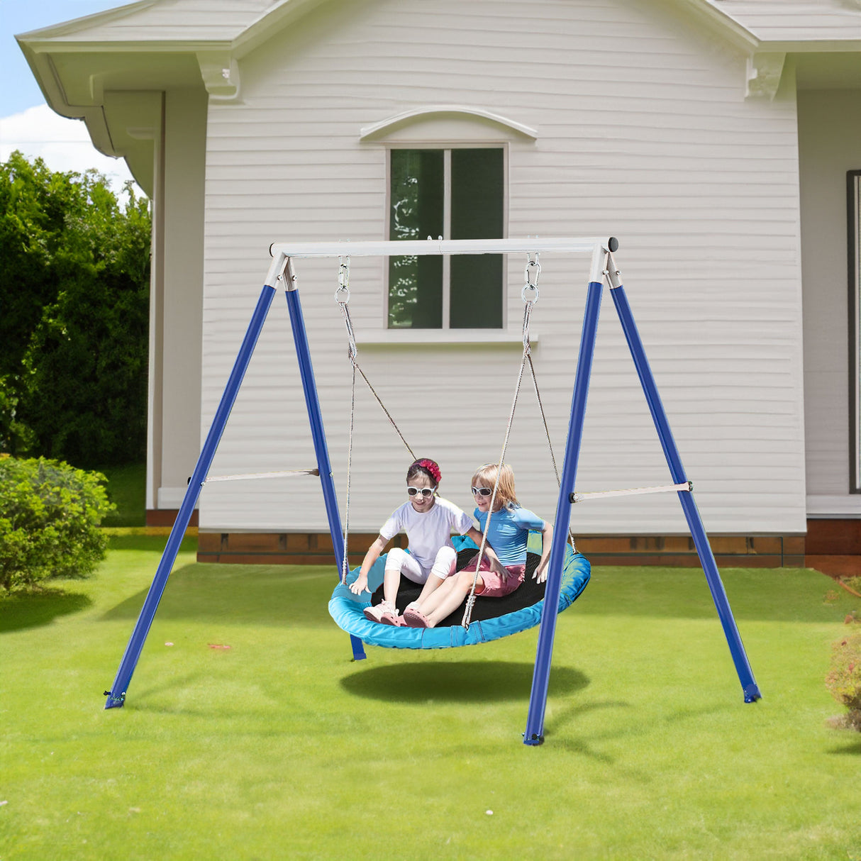 Metal Swing Stand With Saucer Outdoor Playground Metal Swing Set For Kids Outdoor Play Equipment eprolo