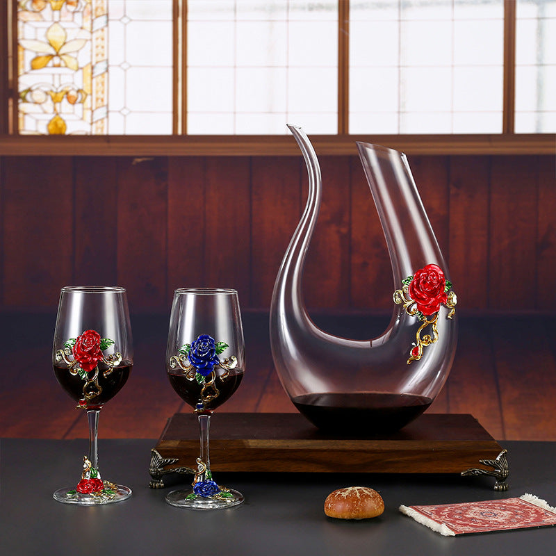 Household enamel crystal glass red wine glass goblet decanter Julia M Home & Kitchen
