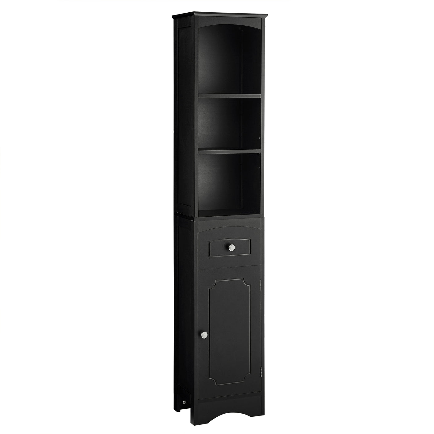 Tall Bathroom Cabinet, Freestanding Storage Cabinet with Drawer, MDF Board, Adjustable Shelf, Black - Julia M LifeStyles
