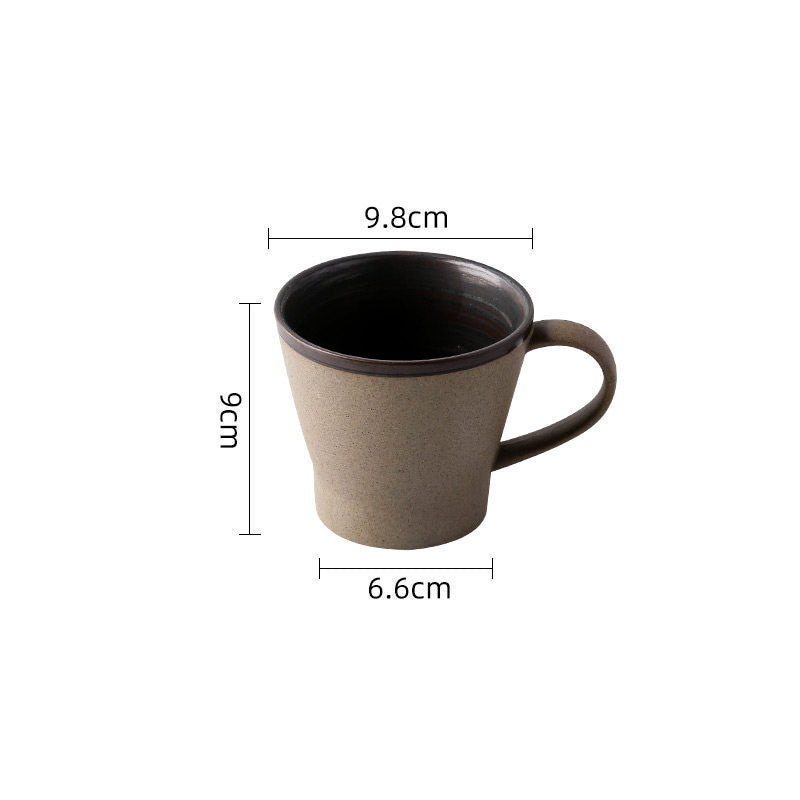 Coarse pottery coffee cup and plate set creative handmade retro coffee cup artistic cup plate milk cup Julia M Home & Kitchen
