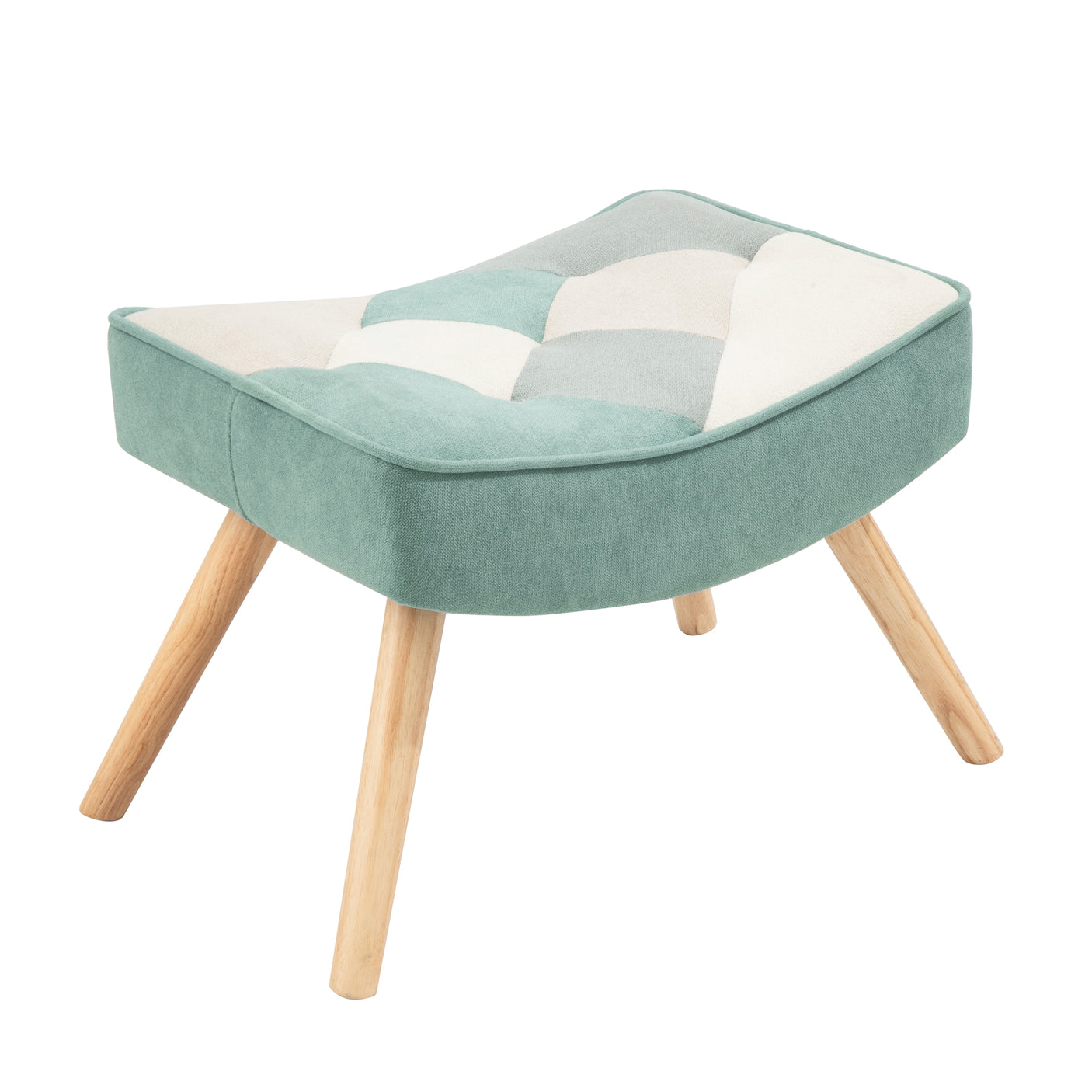 Rocking Chair with ottoman, Mid Century Fabric Rocker Chair with Wood Legs and Patchwork Linen for Livingroom Bedroom - Julia M LifeStyles