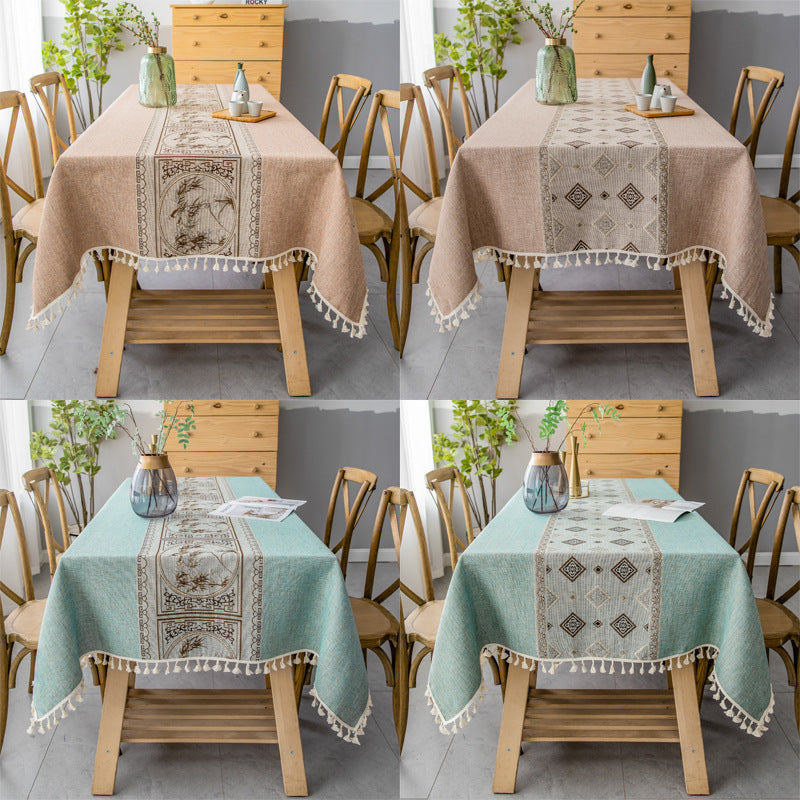 Linen Ethnic Style Linen Washable Tablecloth Pastoral Style Tablecloth Rectangular Table Flag Table Mat Tea Table Tablecloth Julia M Home & Kitchen