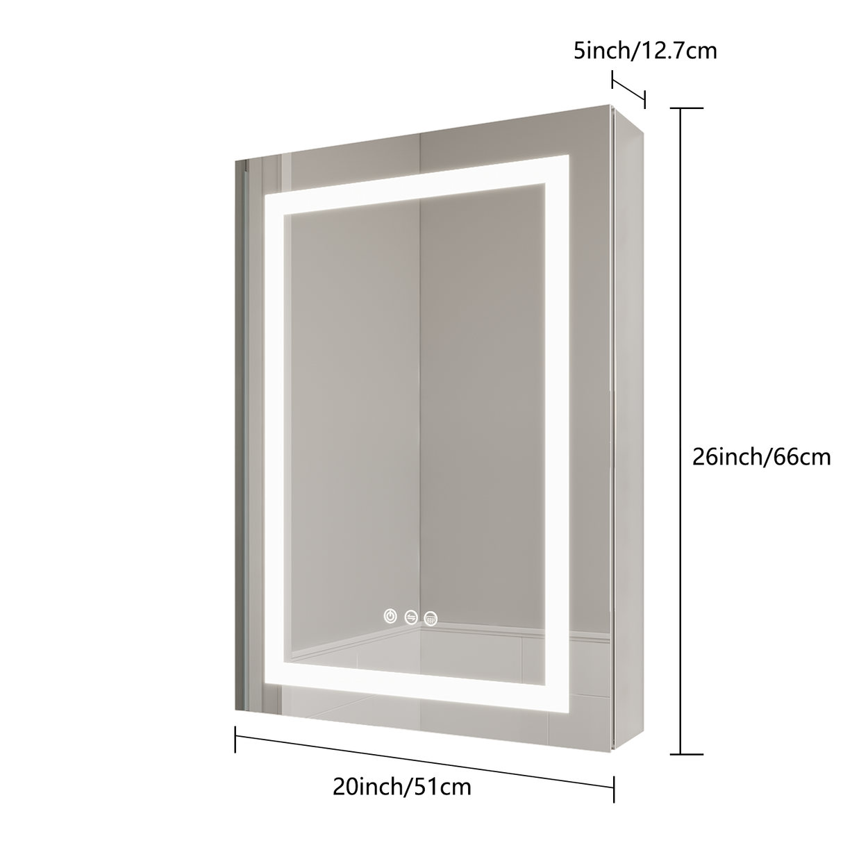 26x20 inch(Left Door) bathroom medicine cabinet with LED mirror 3000K~6000K single door lighting bathroom cabinet with touch switch adjustable Julia M Home & Kitchen