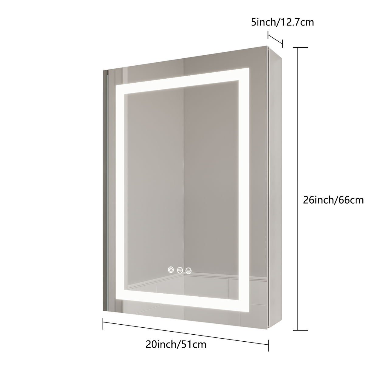 26x20 inch(Left Door) bathroom medicine cabinet with LED mirror 3000K~6000K single door lighting bathroom cabinet with touch switch adjustable Julia M Home & Kitchen