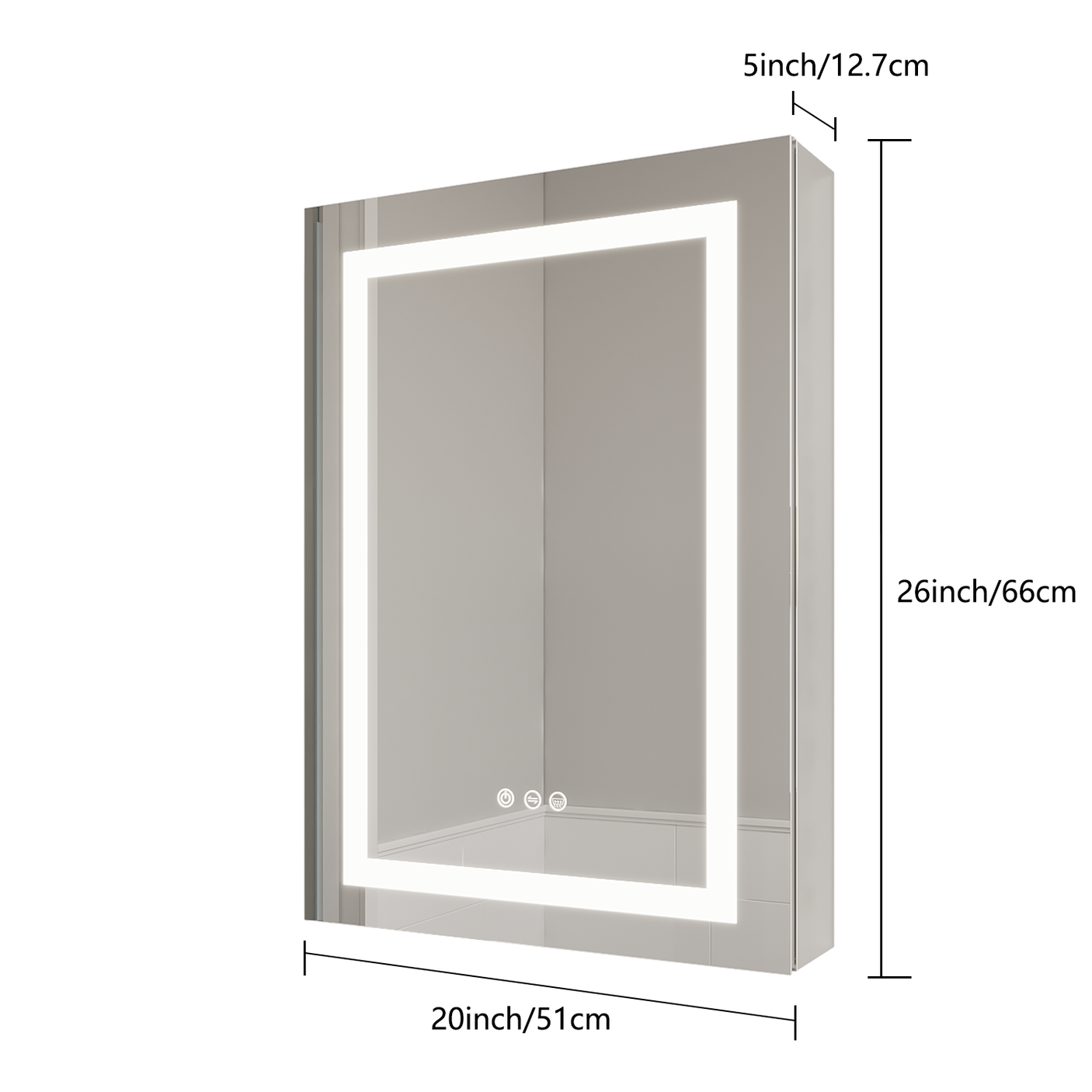 26x20 inch(Left Door) bathroom medicine cabinet with LED mirror 3000K~6000K single door lighting bathroom cabinet with touch switch adjustable Julia M Home & Kitchen