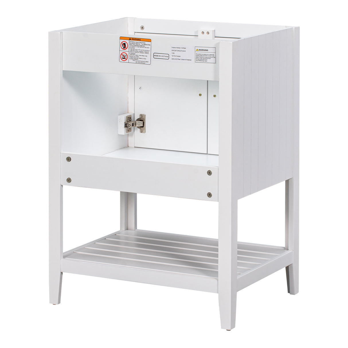 24" Bathroom Vanity Base Only, Soild Wood Frame, Bathroom Storage Cabinet with Doors and Open Shelf, White - Julia M LifeStyles