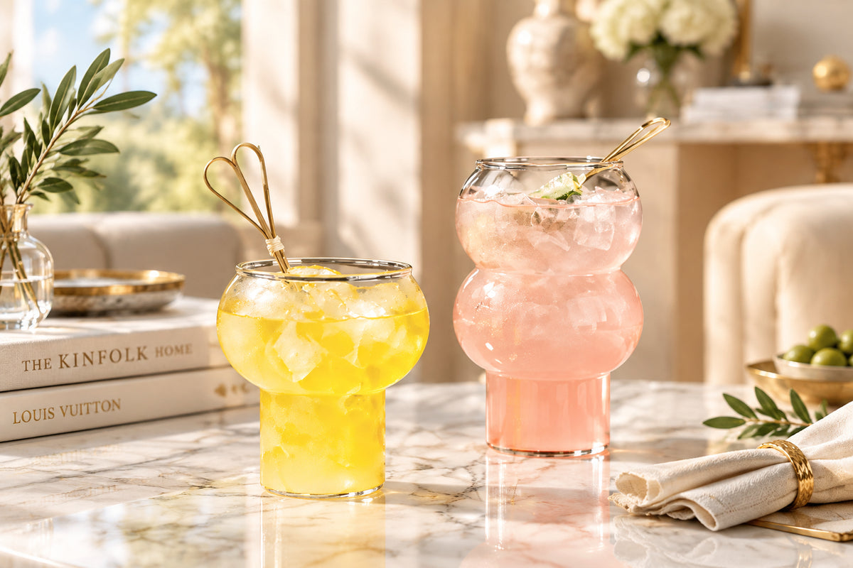 Gourd Silhouette Glass Cup & Straw