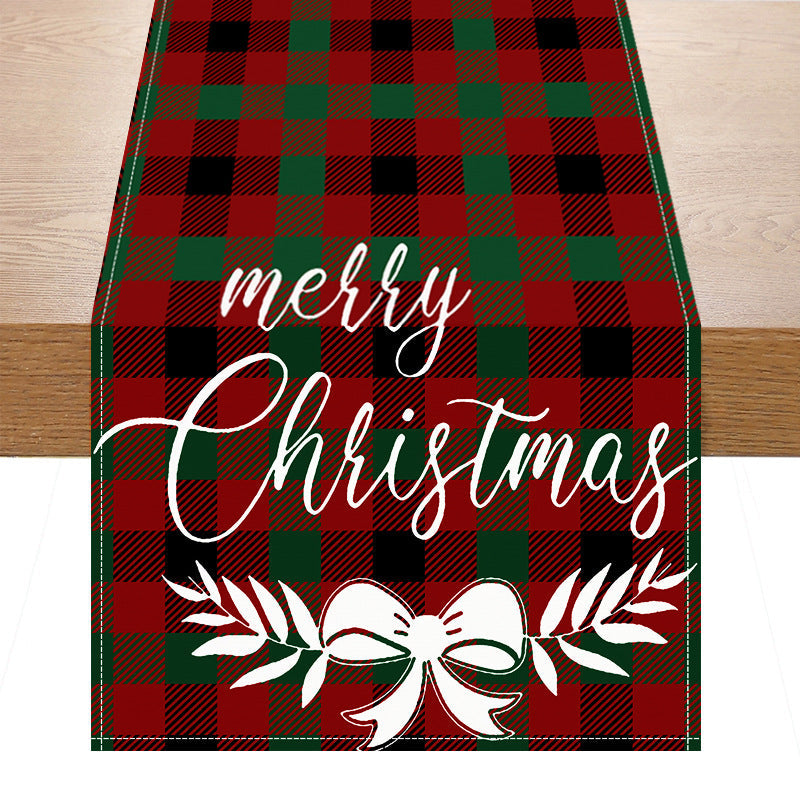 Christmas red black checkered white linen table flag cabinet decoration table flag restaurant dining table tablecloth tablecloth tea flag Julia M Home & Kitchen