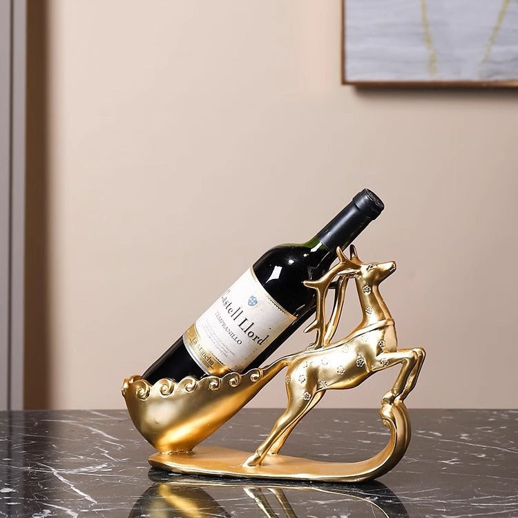 Creative Golden Deer Wine Rack Living Room Wine Cabinet Decoration Home TV Cabinet Decoration Red Wine Rack Decorative Crafts Julia M Home & Kitchen