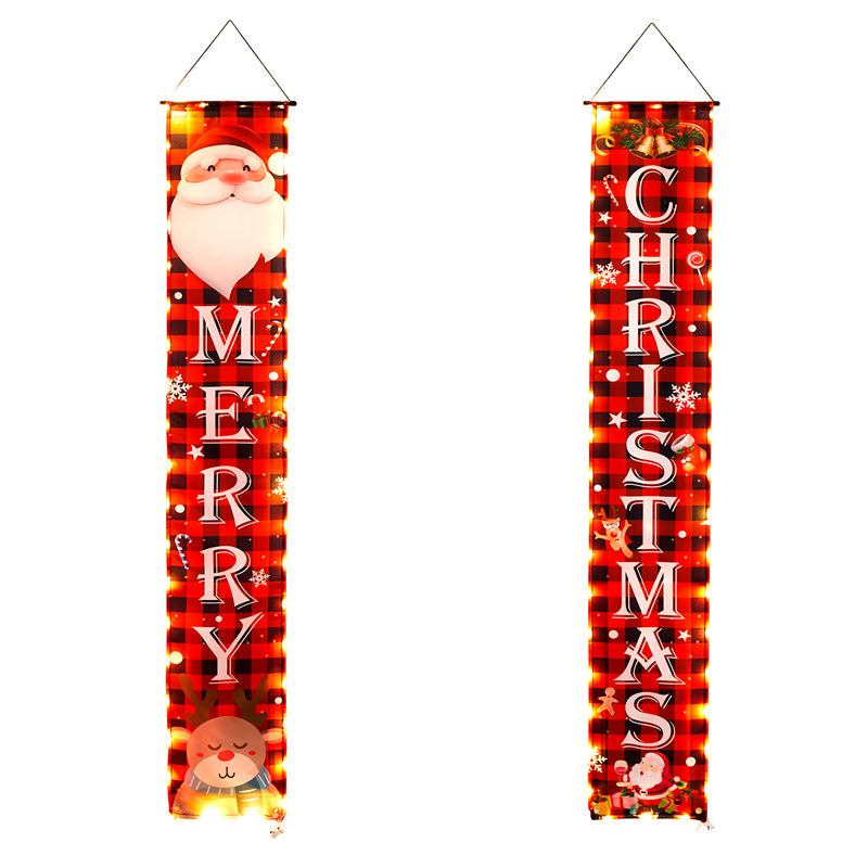 Door hanging LED illuminated party curtains Christmas party decorations Couplets with lights hanging curtains banners Julia M Home & Kitchen