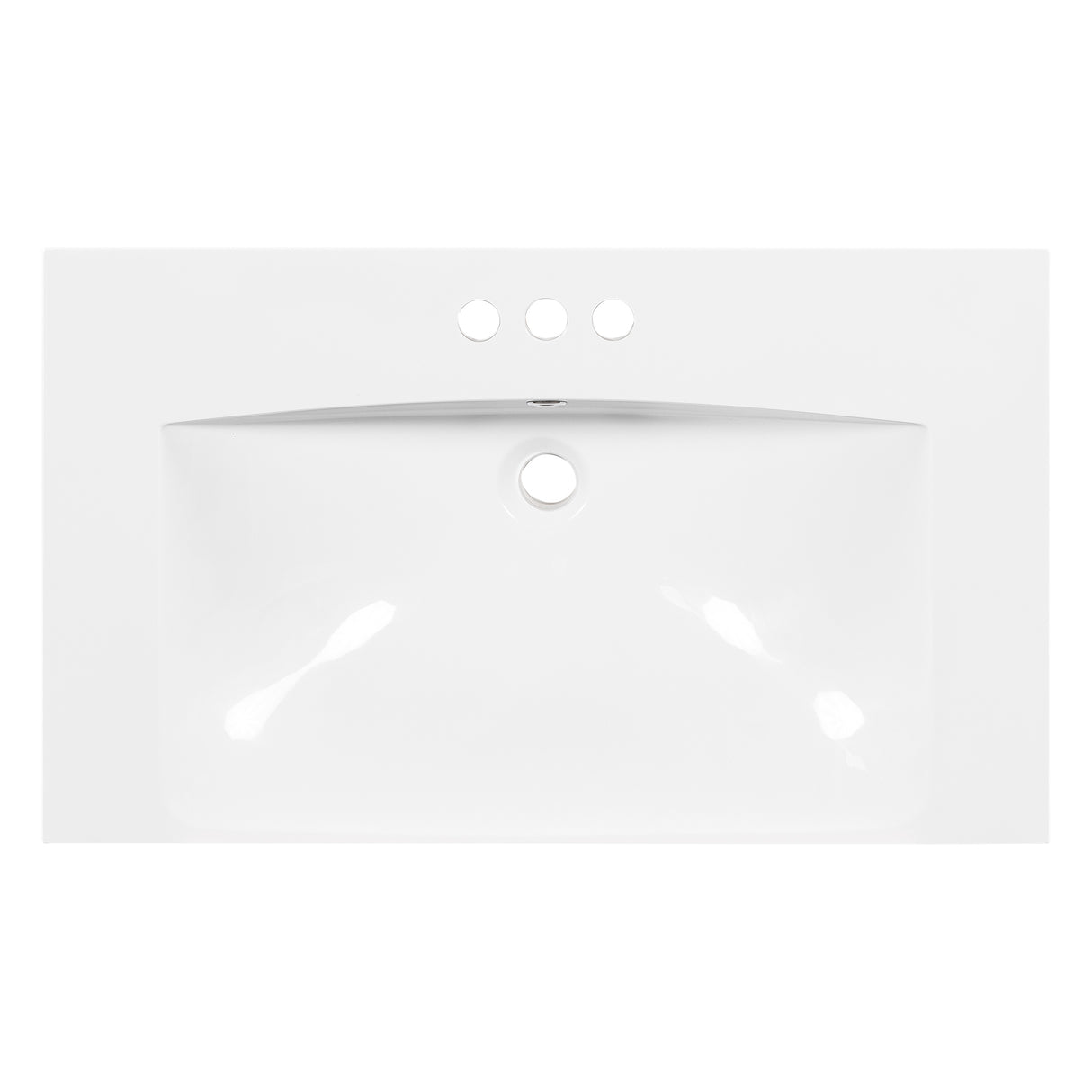 30" Single Bathroom Basin Sink, Vanity Top Only, 3-Faucet Holes, Resin - Julia M LifeStyles