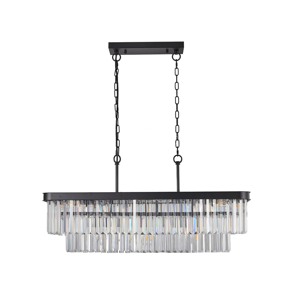Rectangular Adjustable Crystal Chandelier - Modern Industrial E12 Lighting Julia M Home & Kitchen