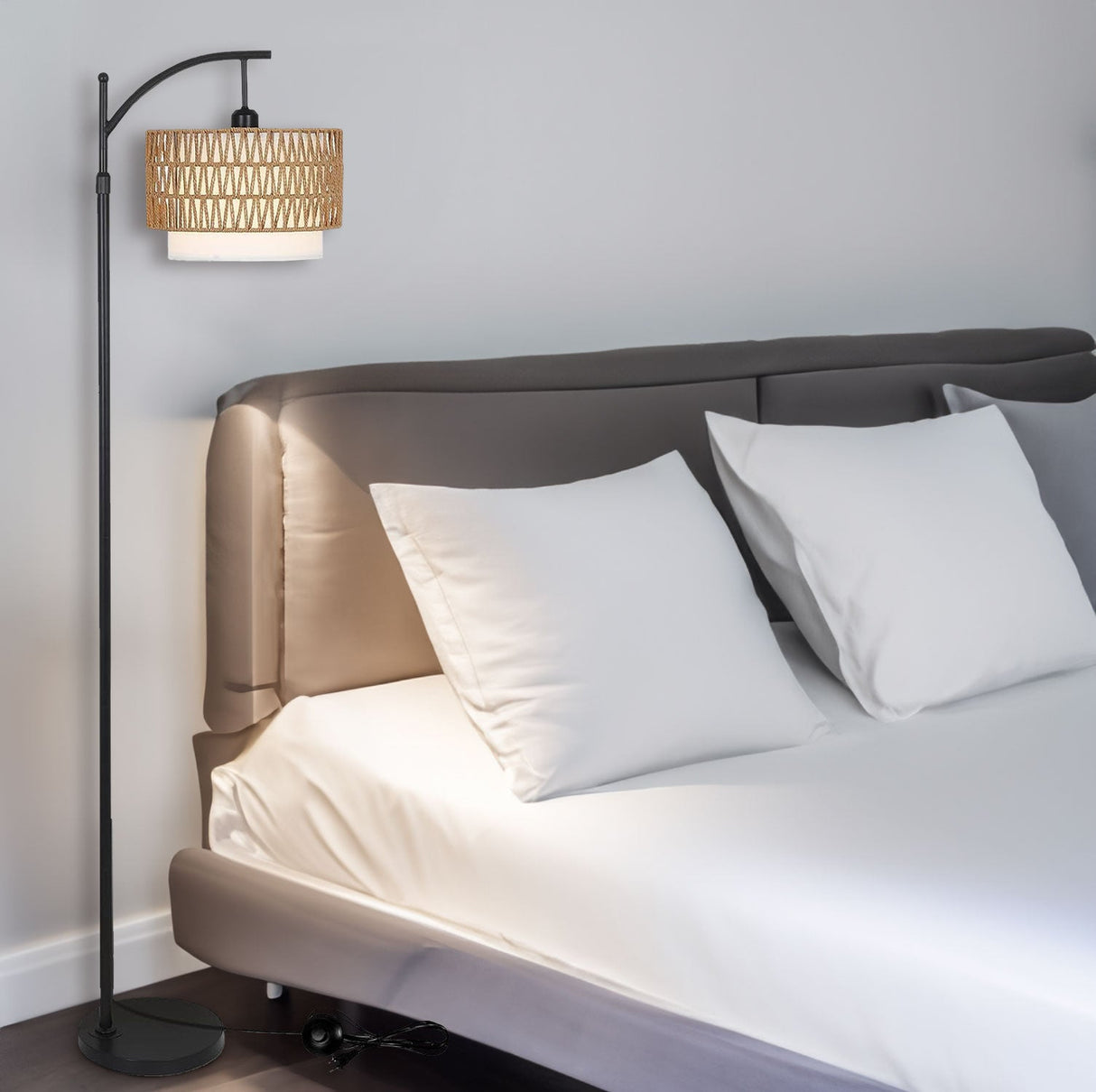 Arc Floor Lamp for Living Room with 3 Color Temperatures, Farmhouse Floor Lamps with Remote & Dimmable Bulb Office Julia M Home & Kitchen