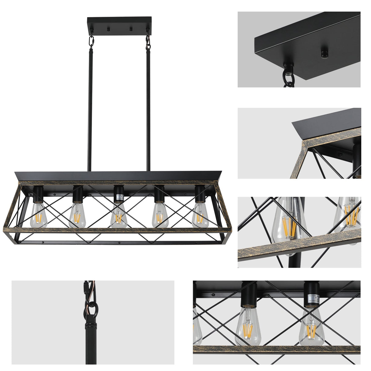 European Style 5-Light Farmhouse Chandelier - Rustic Metal Pendant for Dining Rooms Julia M Home & Kitchen