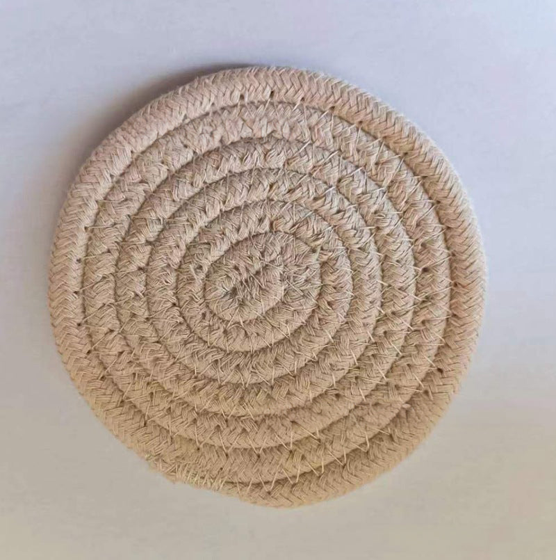 Cotton thread placemat hand woven insulation mat bowl mat cup mat thickened and simple cotton linen table mat eprolo