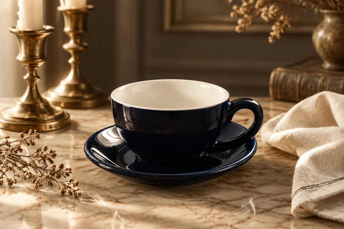 Fika Nordic Ceramic Latte Mug with Contrast Rim, 10 oz