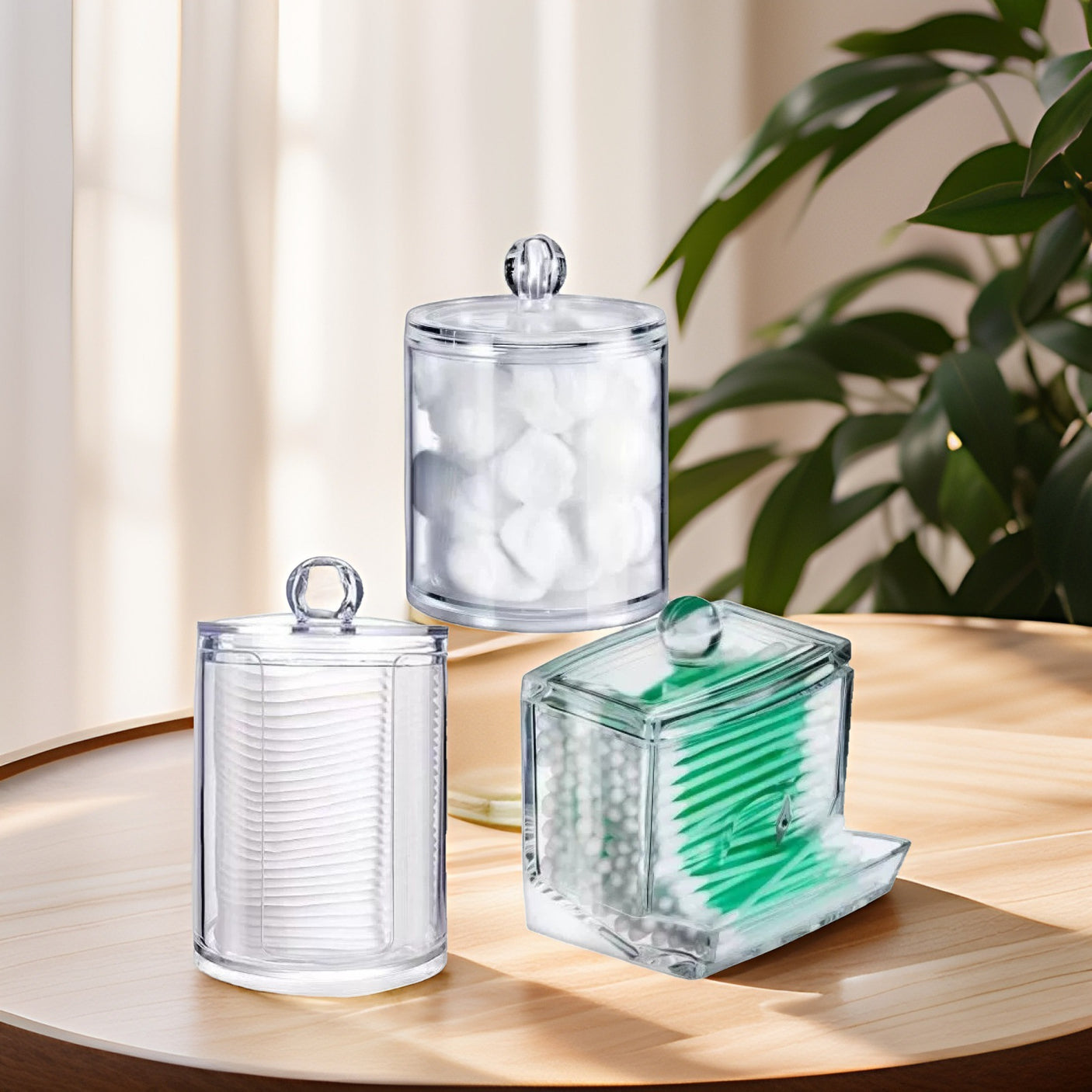 Luxury Cotton Pad & Floss Organizer Set with Elegant Stackable Lids