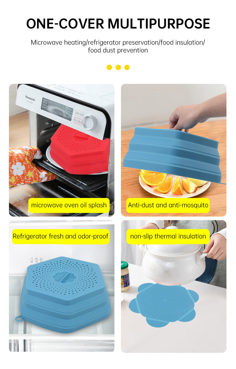 Microwave Oven Anti Spluttering Lid Collapsible Silicone Microwave Food Cover with Plate Microwave Cover lids - Julia M LifeStyles