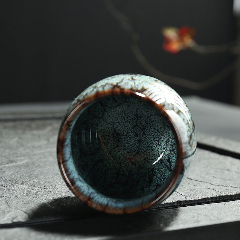 150ML Ceramic Kung Fu Tea Cup for Home Use, Single Personal Tea Cup, Tenmoku Jian Zhan, Yohen Master Tea Bowl, Tea Cup, Tea Bowl