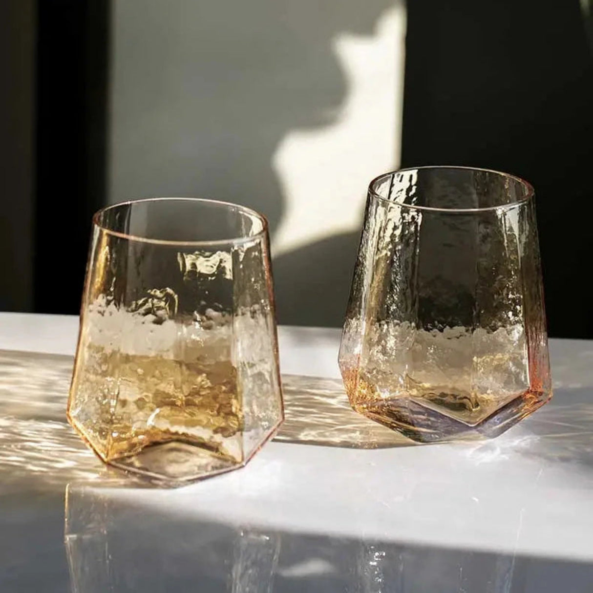 Hammered Diamond Amber Crystal Champagne Goblet Julia M Home & Kitchen