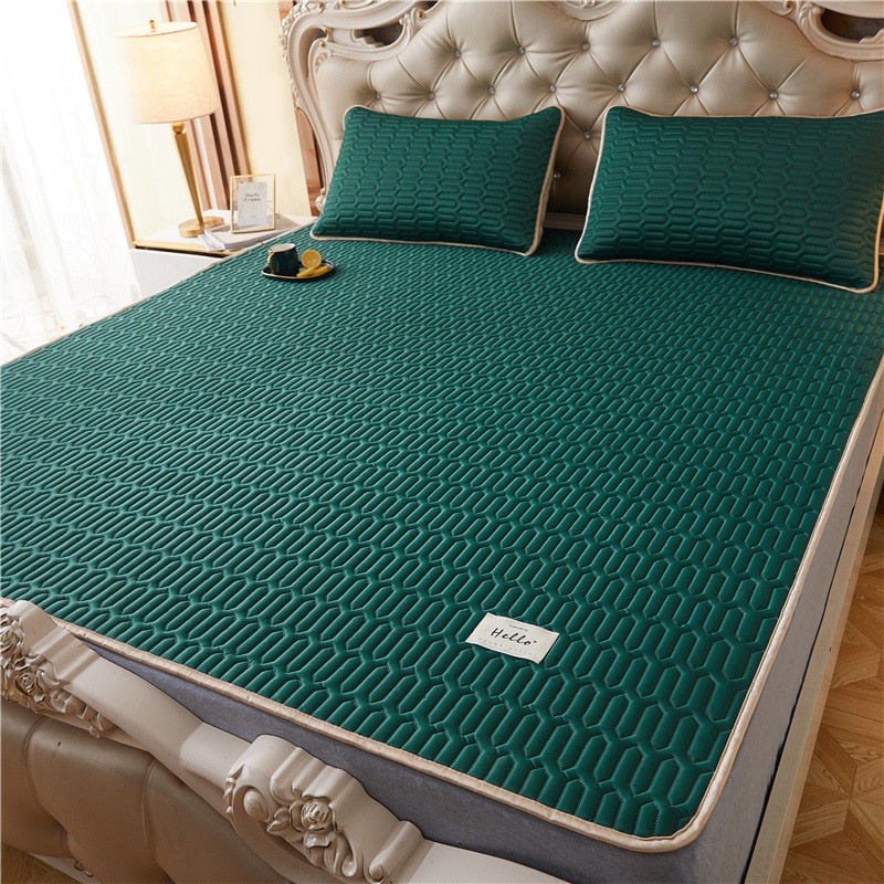 Summer Bed Sheet Ice Silk Mat Soft and Comfortable Latex Mattress Bedding Three-piece Breathable Mat for Comfortable Sleep - Julia M LifeStyles