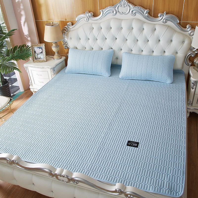 Summer Bed Sheet Ice Silk Mat Soft and Comfortable Latex Mattress Bedding Three-piece Breathable Mat for Comfortable Sleep - Julia M LifeStyles
