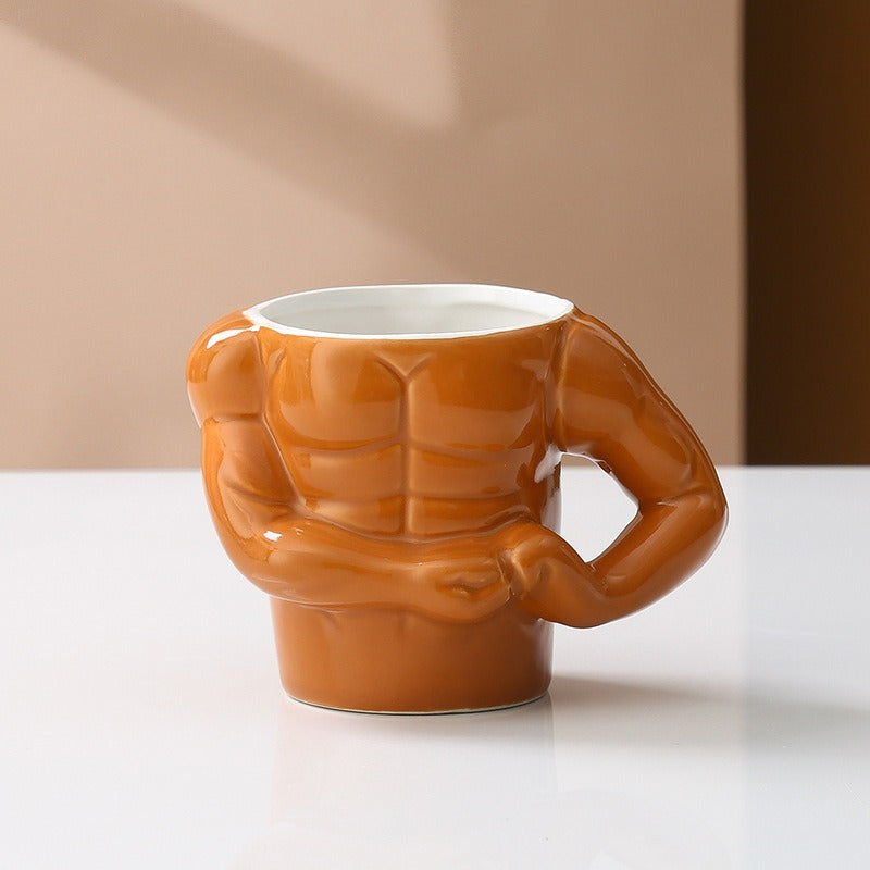 Novelty Cup Ceramic Muscle Hunk Ceramic Cup Spoof Weird Water Glass Mug Creative Personality Coffee Beer Cup Julia M Home & Kitchen