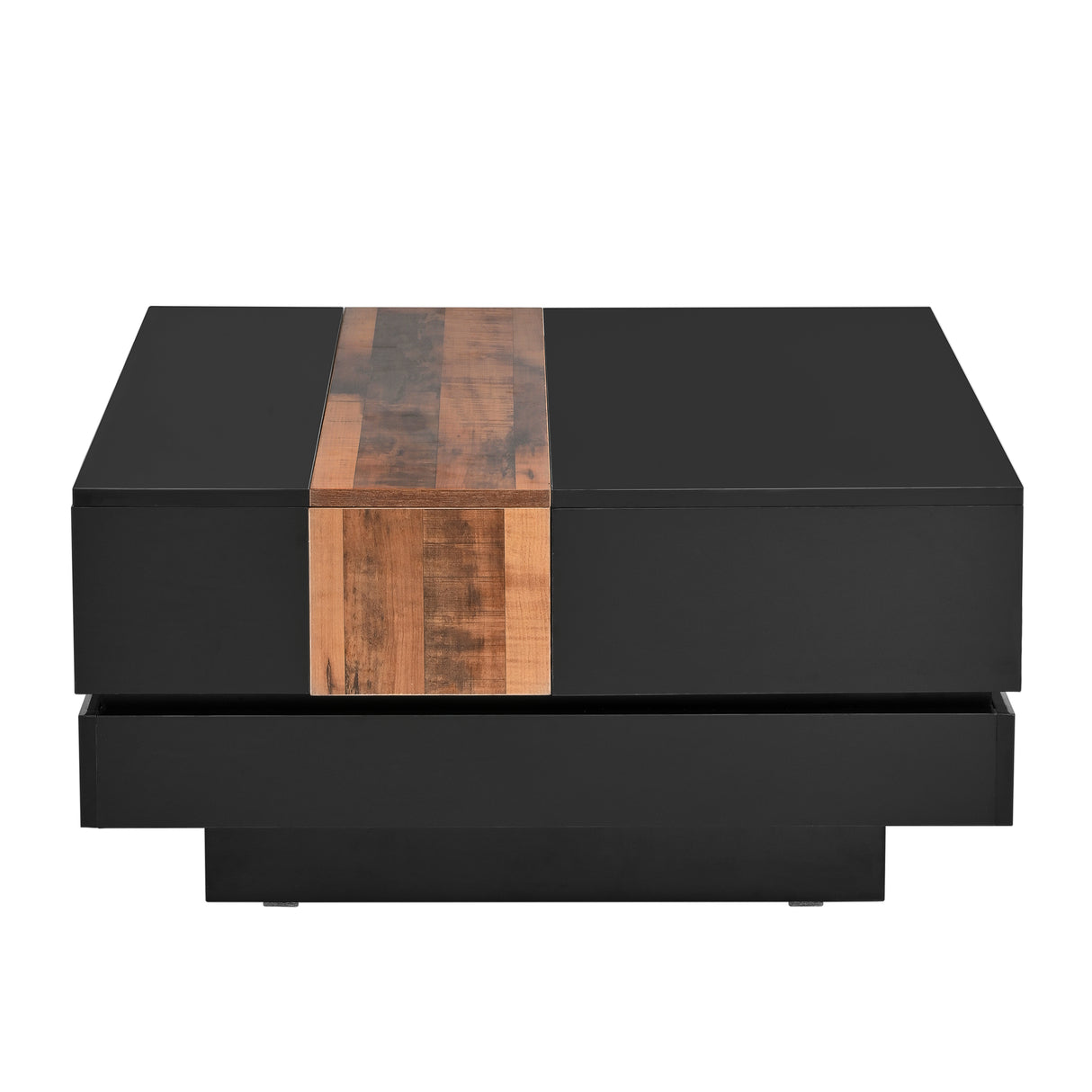 ON-TRANS 31.4 inches x 31.4 inches with sliding tabletop, high gloss center table, hidden storage room black - Julia M LifeStyles