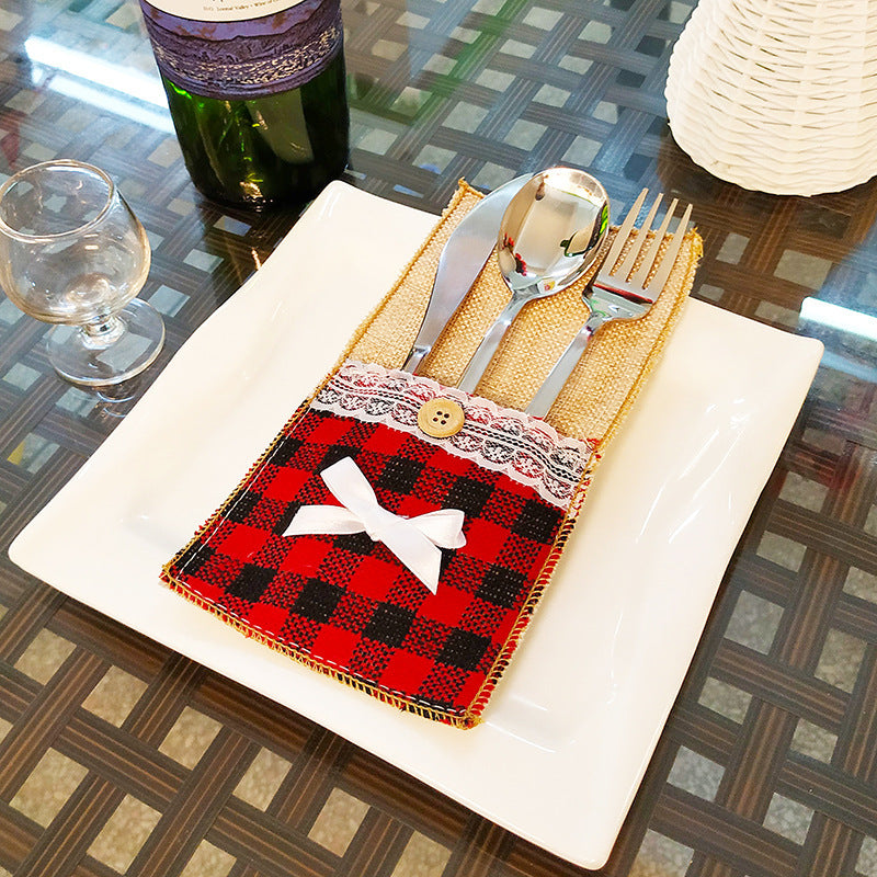 Christmas knife and fork set, Christmas decoration, restaurant decoration, hotel decoration, linen cloth, Christmas knife and fork set Julia M Home & Kitchen